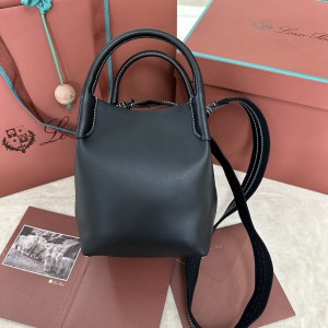 「#7283」Loro pian Bale - 17cm*17cm*21cm- black plain weave