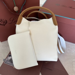 「#7286」Loro pian Bale - 24cm*20cm*27CM - white with brown