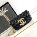 「#10340」Chanel 23 retro black and gold logo mobile phone bag AS3207 17cm