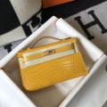 「#4167」 Hermès Evening Bag Yellow Crocodile Leather Mini Kelly Bag No. 1 Gold Buckle 22*14*7cm 「#4167」 Hermès Evening Bag Yellow Crocodile Leather Mini Kelly Bag No. 1 Gold Buckle 22*14*7cm