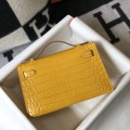 「#4167」 Hermès Evening Bag Yellow Crocodile Leather Mini Kelly Bag No. 1 Gold Buckle 22*14*7cm 「#4167」 Hermès Evening Bag Yellow Crocodile Leather Mini Kelly Bag No. 1 Gold Buckle 22*14*7cm