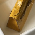 「#4167」 Hermès Evening Bag Yellow Crocodile Leather Mini Kelly Bag No. 1 Gold Buckle 22*14*7cm 「#4167」 Hermès Evening Bag Yellow Crocodile Leather Mini Kelly Bag No. 1 Gold Buckle 22*14*7cm