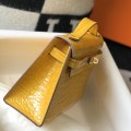 「#4167」 Hermès Evening Bag Yellow Crocodile Leather Mini Kelly Bag No. 1 Gold Buckle 22*14*7cm 「#4167」 Hermès Evening Bag Yellow Crocodile Leather Mini Kelly Bag No. 1 Gold Buckle 22*14*7cm