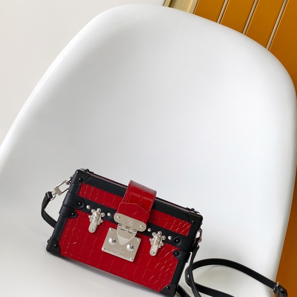 「#0003」Louis Vuitton  PETITE MALLE  red crocodile  M40273 20x12.5x6cm