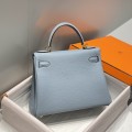 「#4168」 Hermès Linen Blue Kelly Bag Gold Buckle 25cm 「#4168」 Hermès Linen Blue Kelly Bag Gold Buckle 25cm