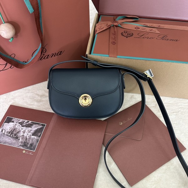 「#7307」Loro pian Saddle Bag Mini - 18cm*13cm*7CM - anchor blue 「#7307」Loro pian Saddle Bag Mini - 18cm*13cm*7CM - anchor blue