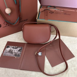 「#7310」Loro pian Saddle Bag Mini - 18cm*13cm*7CM - reddish brown