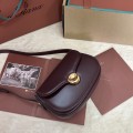 「#7312」Loro pian Saddle Bag Mini - 18cm*13cm*7CM - red bean color