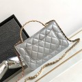 「#10347」Chanel 23p silver handle woc a silver handle bag