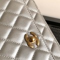 「#10347」Chanel 23p silver handle woc a silver handle bag