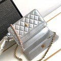 「#10347」Chanel 23p silver handle woc a silver handle bag