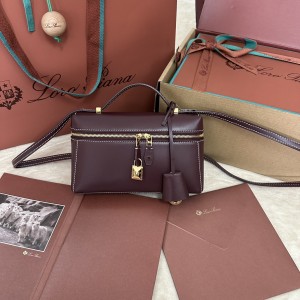 「#7323」Loro pian Extra bag - 19cm*11cm*6.5cm - red bean color