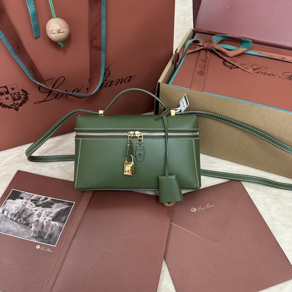 「#7325」Loro pian Extra bag L19 - 19cm*11cm*6.5cm - lichen green