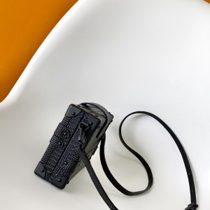 「#0006」Louis Vuitton  PETITE MALLE black lizard  M40273 20x12.5x6cm