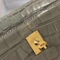 「#4170」 Hermès Crocodile Pattern Elephant Gray Kelly Bag Gold Buckle 25cm 「#4170」 Hermès Crocodile Pattern Elephant Gray Kelly Bag Gold Buckle 25cm