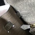 「#4170」 Hermès Crocodile Pattern Elephant Gray Kelly Bag Gold Buckle 25cm 「#4170」 Hermès Crocodile Pattern Elephant Gray Kelly Bag Gold Buckle 25cm