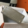 「#4170」 Hermès Crocodile Pattern Elephant Gray Kelly Bag Gold Buckle 25cm 「#4170」 Hermès Crocodile Pattern Elephant Gray Kelly Bag Gold Buckle 25cm