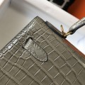 「#4170」 Hermès Crocodile Pattern Elephant Gray Kelly Bag Gold Buckle 25cm 「#4170」 Hermès Crocodile Pattern Elephant Gray Kelly Bag Gold Buckle 25cm