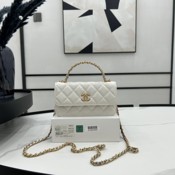 「#10369」Chanel 23p new waxed cowhide hollow handle woc A68136 9.5*15.2*3.5cm