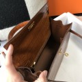 「#4171」 Hermès Crocodile Pattern Golden Brown Kelly Bag Gold Buckle 25cm