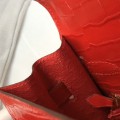 「#4172」 Hermès Crocodile Pattern Red Kelly Bag Gold Buckle 25cm