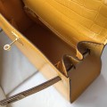 「#4173」 Hermès Crocodile Pattern Amber Kelly Bag Gold Buckle 25cm