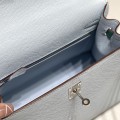 「#4176」Hermès three-piece blue Kelly bag with gold buckle 25cm