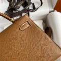 「#4177」 Hermès Epsom leather golden brown second generation Mini Kelly gold buckle 19cm