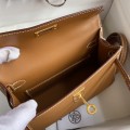「#4177」 Hermès Epsom leather golden brown second generation Mini Kelly gold buckle 19cm