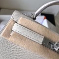 「#4179」 Hermès Epsom leather white 2nd generation Mini Kelly silver buckle 19cm