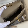 「#4180」 Hermès Epsom leather elephant grey second generation Mini Kelly gold buckle 19cm