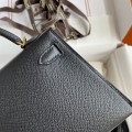 「#4181」 Hermès Epsom leather black second generation Mini Kelly gold buckle 19cm