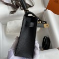 「#4181」 Hermès Epsom leather black second generation Mini Kelly gold buckle 19cm