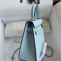 「#4182」 Hermès Epsom leather Breeze Blue 2nd generation Mini Kelly gold buckle 19cm