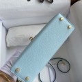 「#4182」 Hermès Epsom leather Breeze Blue 2nd generation Mini Kelly gold buckle 19cm