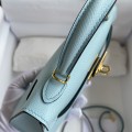 「#4182」 Hermès Epsom leather Breeze Blue 2nd generation Mini Kelly gold buckle 19cm