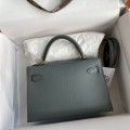 「#4184」 Hermès Epsom leather almond green second generation Mini Kelly gold buckle 19cm
