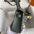 「#4184」 Hermès Epsom leather almond green second generation Mini Kelly gold buckle 19cm