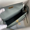 「#4184」 Hermès Epsom leather almond green second generation Mini Kelly gold buckle 19cm