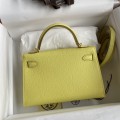 「#4188」 Hermès Epsom leather lemon yellow second generation Mini Kelly gold buckle 19cm