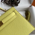 「#4188」 Hermès Epsom leather lemon yellow second generation Mini Kelly gold buckle 19cm