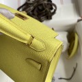 「#4188」 Hermès Epsom leather lemon yellow second generation Mini Kelly gold buckle 19cm