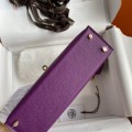 「#4189」 Hermès Epsom Leather Anemone Purple II Mini Kelly Gold Buckle 19cm