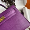 「#4189」 Hermès Epsom Leather Anemone Purple II Mini Kelly Gold Buckle 19cm