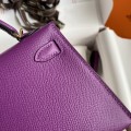 「#4189」 Hermès Epsom Leather Anemone Purple II Mini Kelly Gold Buckle 19cm