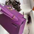 「#4189」 Hermès Epsom Leather Anemone Purple II Mini Kelly Gold Buckle 19cm