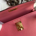 「#4190」 Hermès Epsom Leather Lipstick Pink 2nd Generation Mini Kelly Gold Buckle 19cm