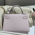 「#4193」 Hermes Epsom leather Fantasy Purple 2nd generation Mini Kelly Silver Buckle 19cm