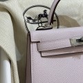 「#4193」 Hermes Epsom leather Fantasy Purple 2nd generation Mini Kelly Silver Buckle 19cm