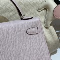 「#4193」 Hermes Epsom leather Fantasy Purple 2nd generation Mini Kelly Silver Buckle 19cm